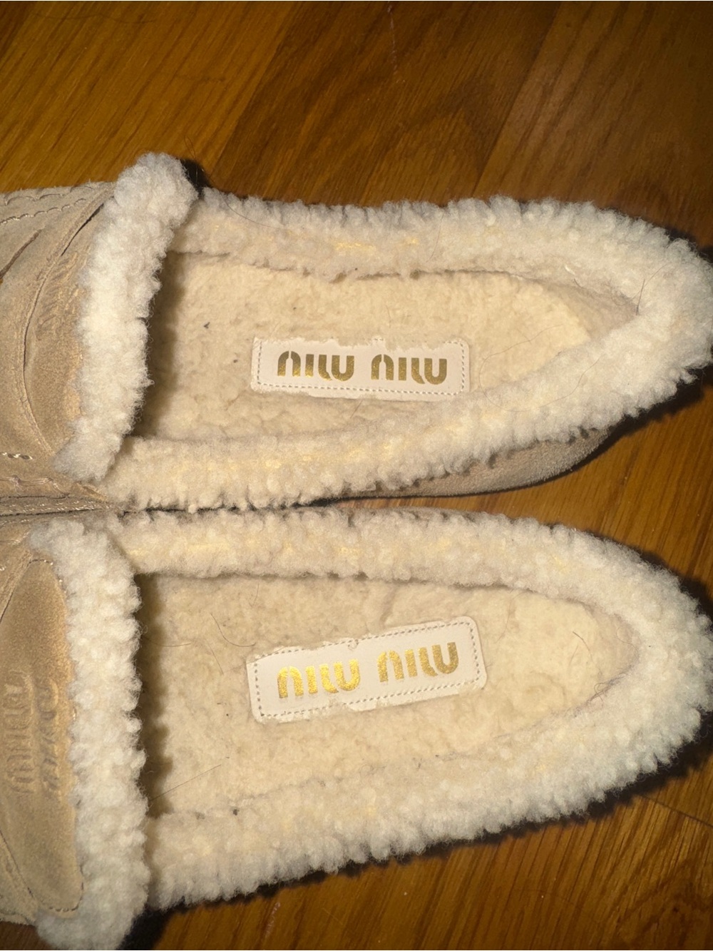 100% Authentic Miu Miu Suede Shearling Penny Loafers - Picture 6 of 8